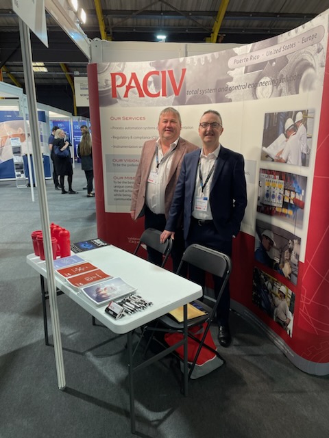 Brendan Hyland, Business Development Manager, and Tony Collins, Operations Manager, at the promotional table of PACIV.